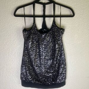 Express Black Sequin Halter Top | Size S